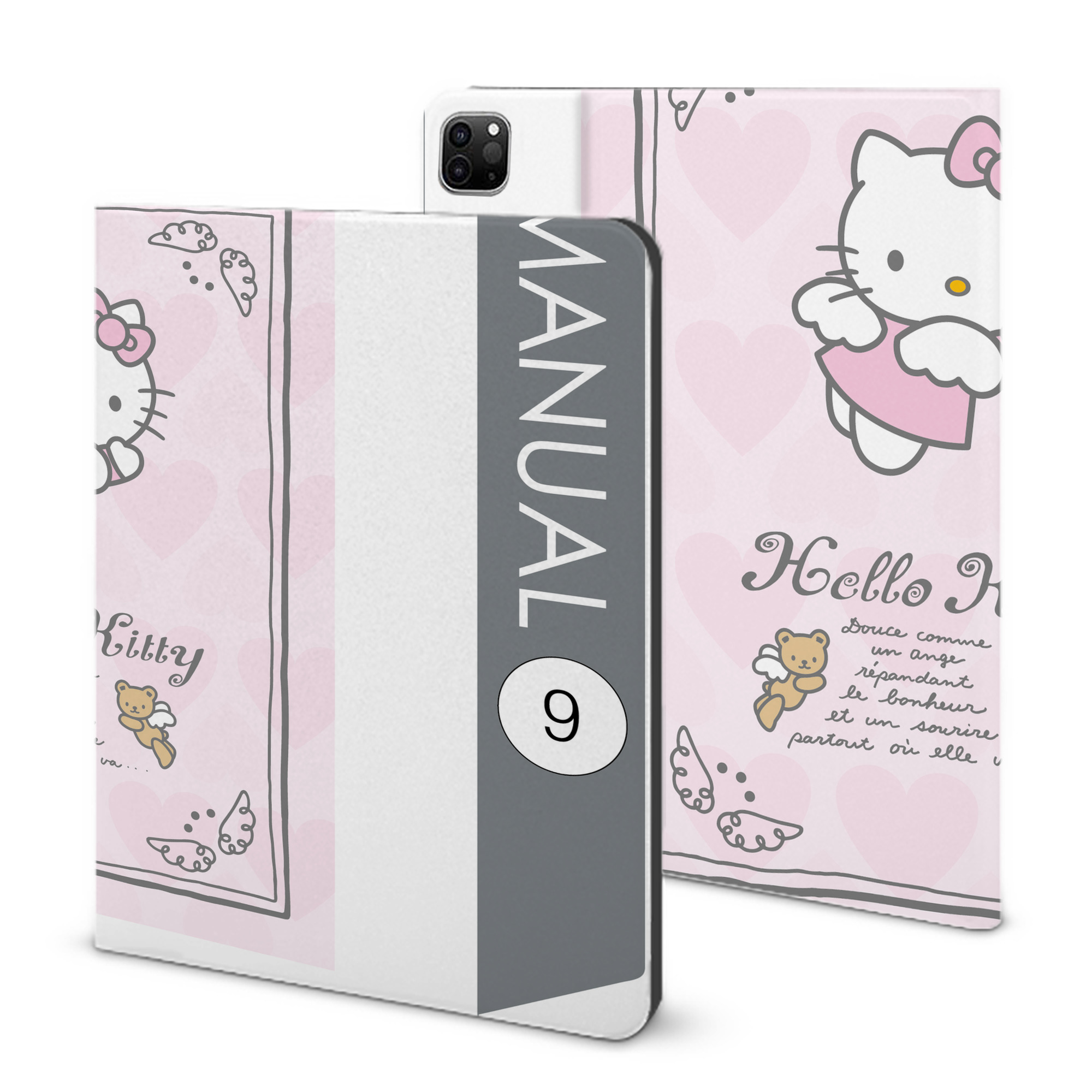 （画像用） Hello Kitty ハローキティ IPad ケース ブック型 PUレザー TPU 耐衝撃 軽量 薄型 ペン収納なし 全面保護 IPad 各モデル対応